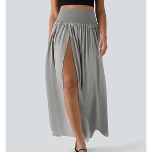 Halara Breezeful High Waisted Split 2-in-1 Quick Dry Maxi Casual Skirt dust gray